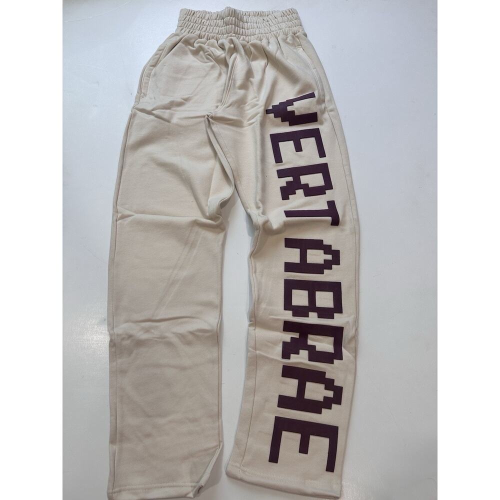 VERTABRAE Straight Leg Sweatpants In Cream/ Burgundy Size XXL Brand New